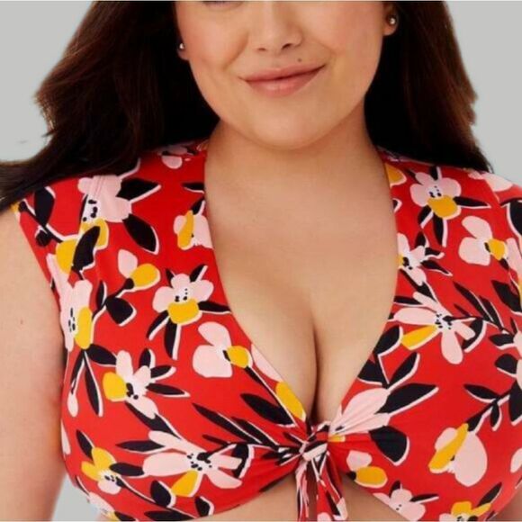 Plus Size! Slimming Control Tie-Front Bikini Top  - Picture 1 of 7